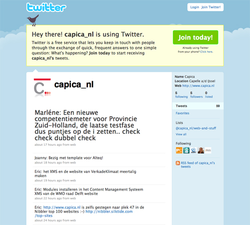 Screenshot Capica op Twitter